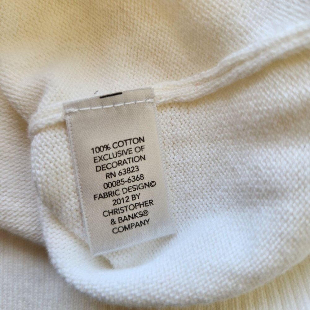 Embroidered Cardinal Sequins Cardigan Sweater Cream Red Grandma Winter Holiday - Picture 9 of 13